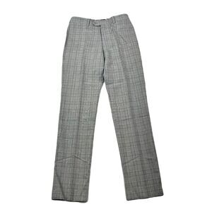 Tallia‎ Slim-Fit Plaid Wool Dress Pants Mens 30 x 32 Brown Cream $175